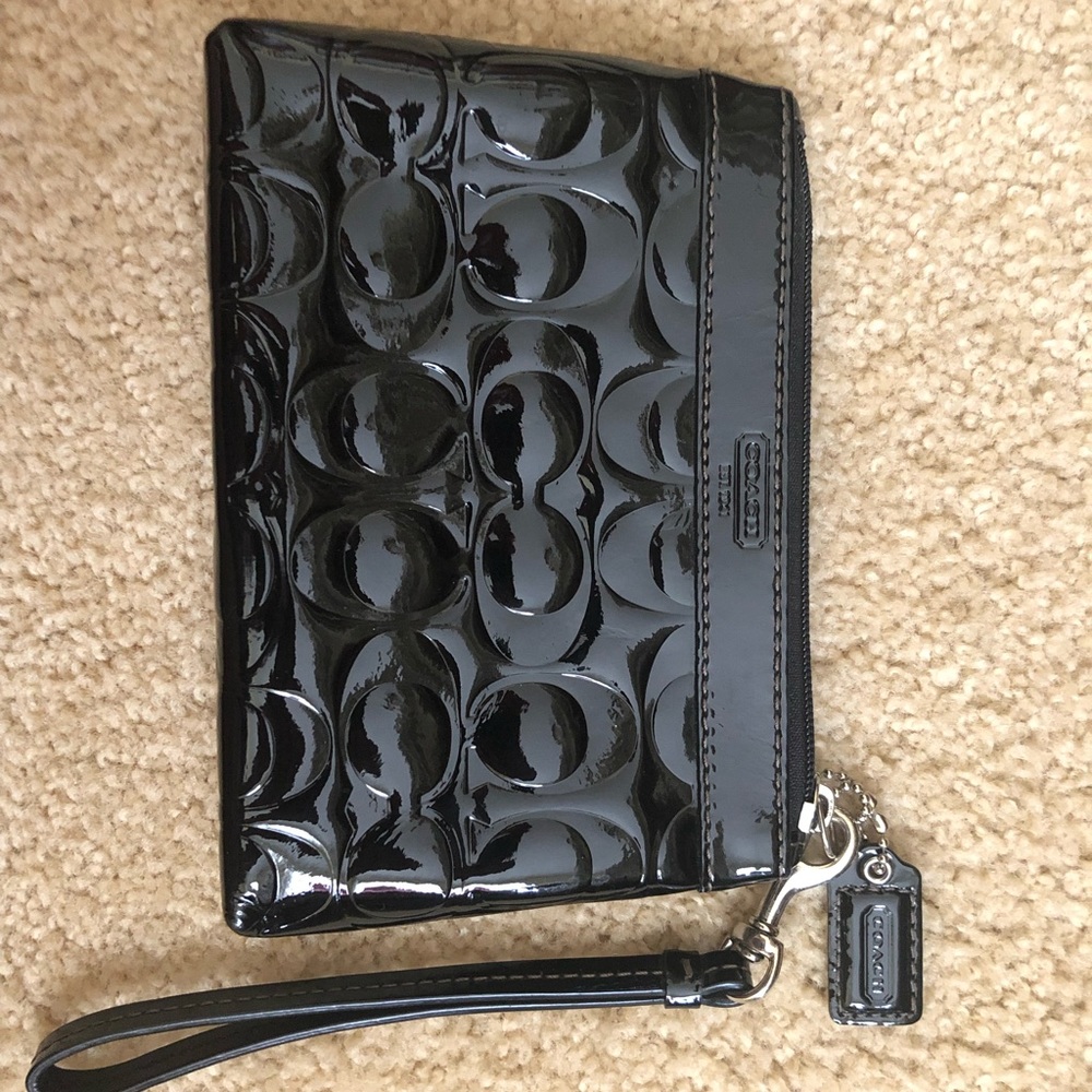 Black Coach Wristlet Wallet Bag